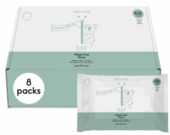 Naïf Baby & Kids Plastic Free Baby Wipes Box 8x54st